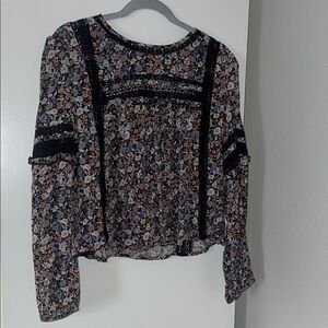 American Eagle Outfitters Black Floral Blouse